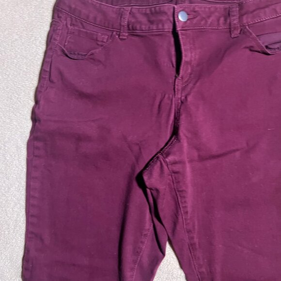 Wax Jean Los Angeles Women 14 Maroon Burgundy Mid Raise Straight Leg Jeans (L) - Picture 3 of 7